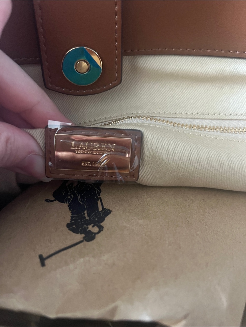 Ralph Lauren Natural Straw Tote with Tan Leather Handles - Picture 6 of 10